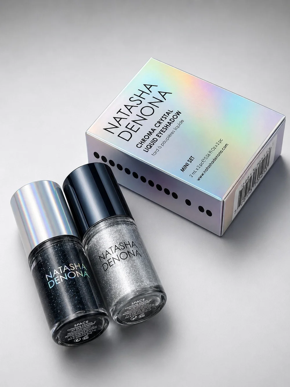 Natasha Denona Chrome & Crystal Liquid Eyeshadow Duo - Silver & Black